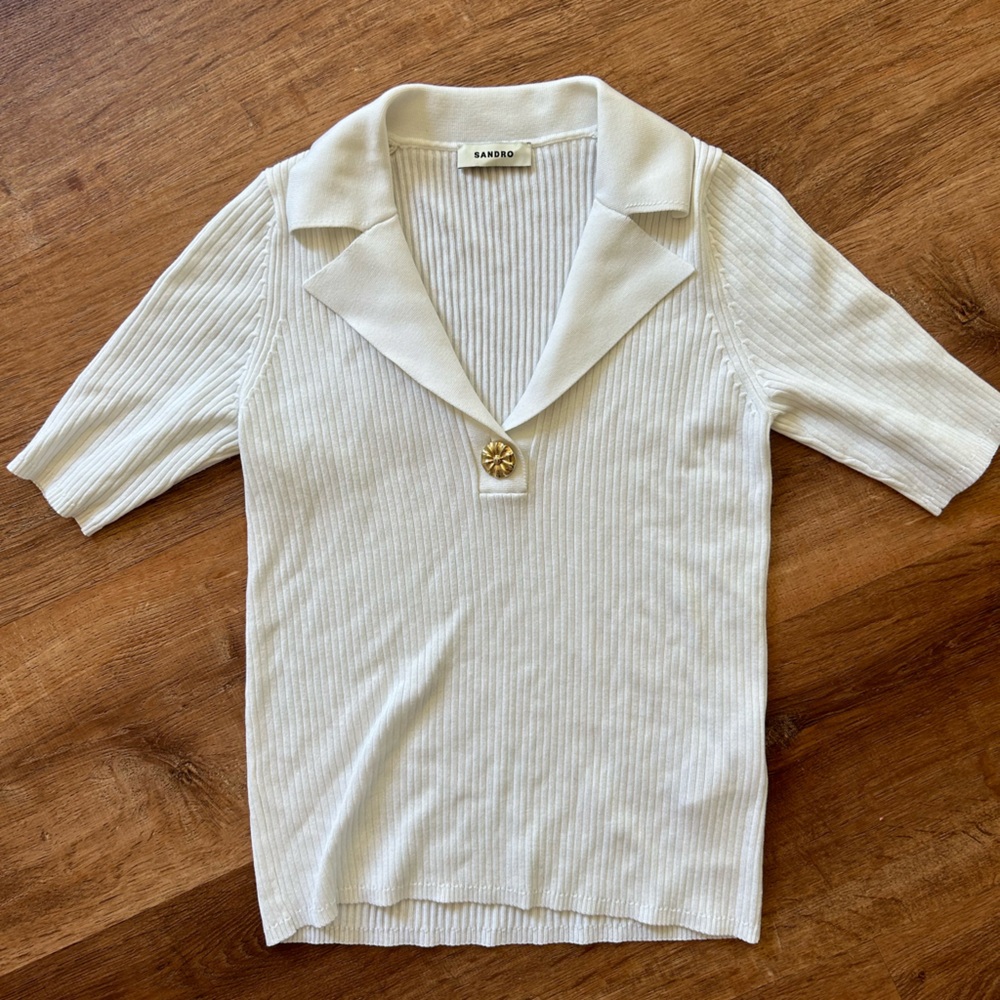 Sandro Knit polo with gold detail!